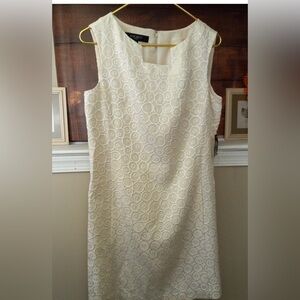 Nine West Ivory/gold Sheath Sleeveless Square Neck Dress W/pockets Size 6
